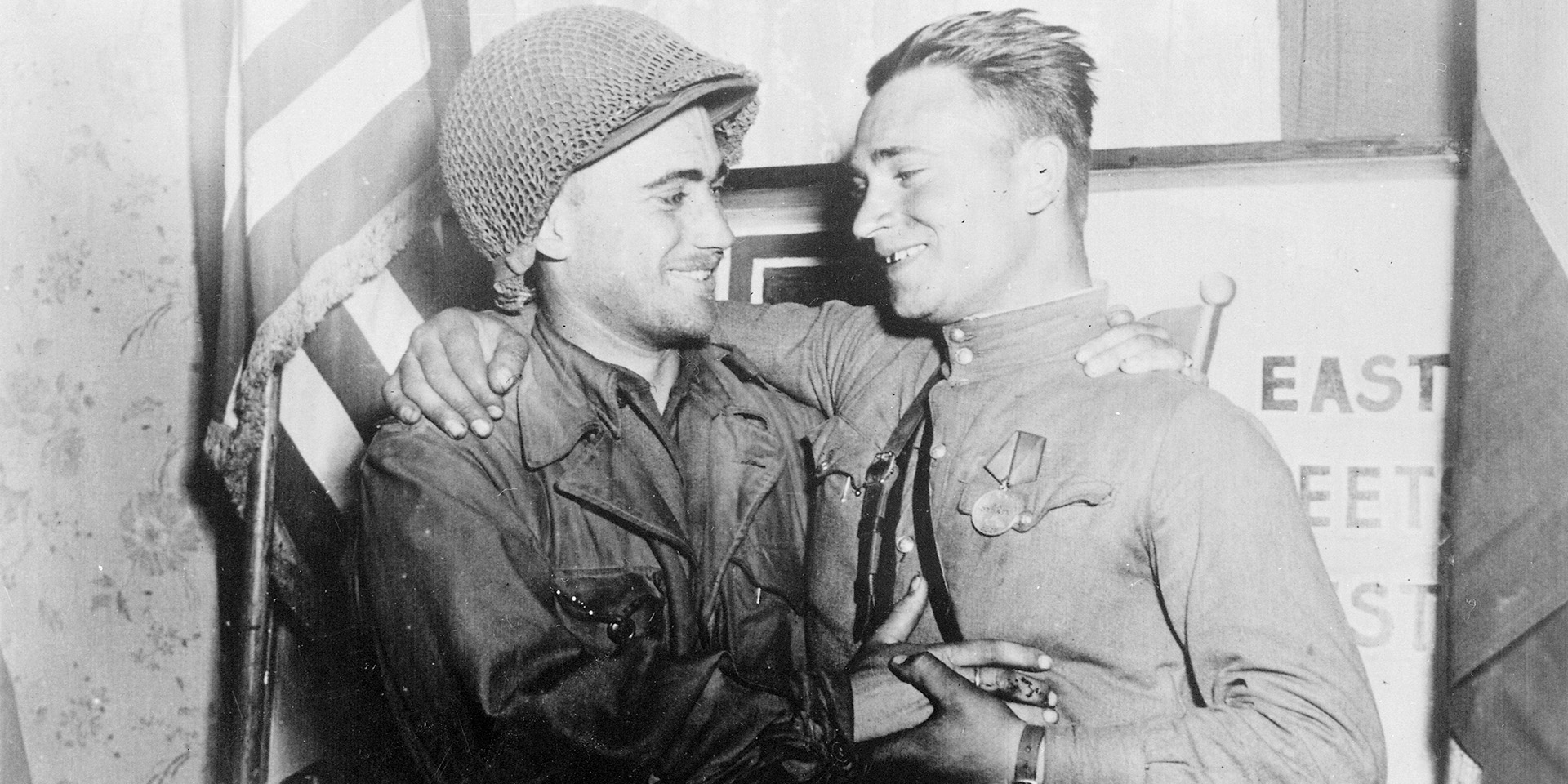 Historic meeting of the Russian and American armies, near Torgau, Germany, 25 April 1945