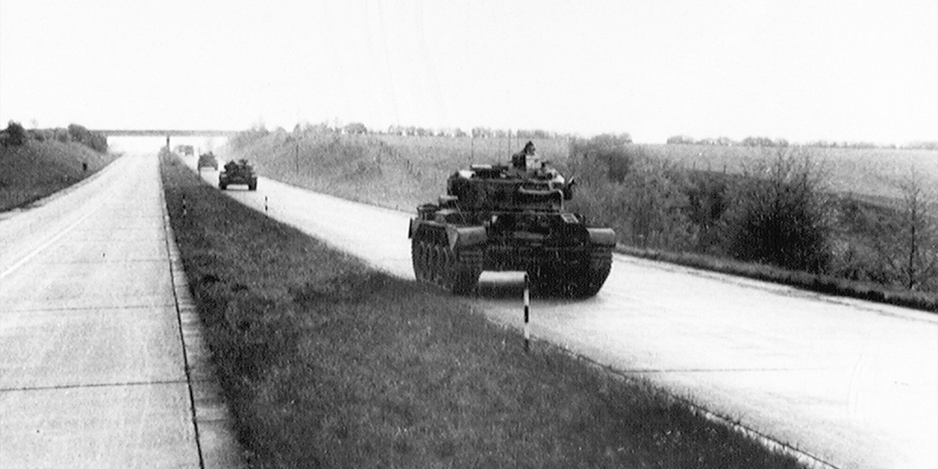 Comet tanks on the Hamburg-Lubeck autobahn, 1945